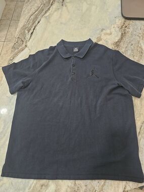 Nike Air Jordan Jumpman Polo Shirt Black 3XL Cotton Embroidered Logo #23